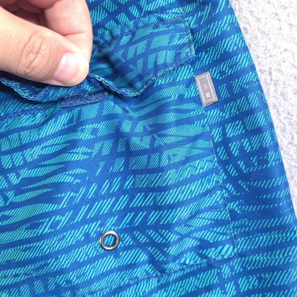 Ike Behar Mens Swim Trunks‎ Shorts Size Small 30 Waist Blue Teal Geometric Palm